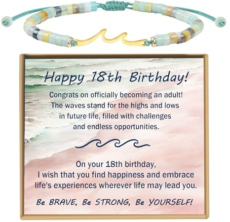 Sereney 18th Birthday Gifts for Girls as Handmade Wave Bracelet 18th Birthday Decorations for Girls, 18 Year Old Girl Birthday Gifts Ideas as Gifts for 18 Year Old Girl Daughter Granddaughter Niece