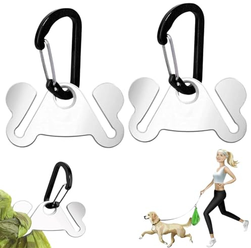Livawnd 2 Pack Hands-Free Dog Poop Bag Holder, Portable Waste Bag Carrier Dispenser for Leash, Durable Pet Waste Accessories (Black)