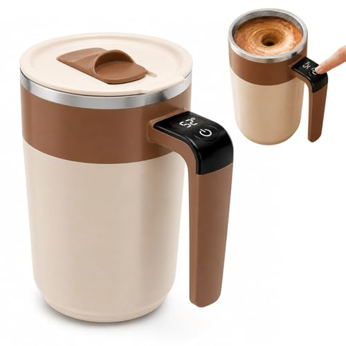 Behogan Tazza magnetica da 400 ml: tazza da caffè automatica elettrica, con indicatore di temperatura, tazza da caffè intelligente con coperchio per ufficio e casa