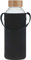 Ferexer 1.5 Litre Large Borosilicate Glass Water Bottle with Bamboo Lid with Neoprene Sleeve 1500 ml / 1.5 L Black