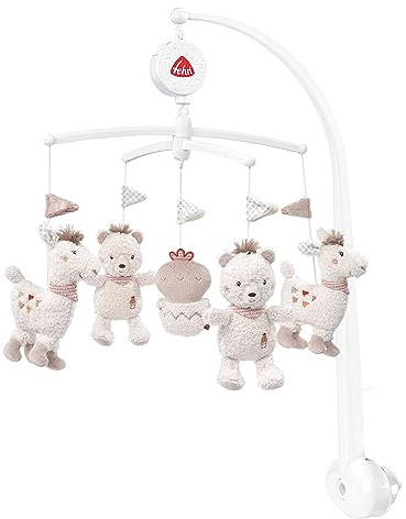 Fehn Musik Mobile Peru - Baby Einschlafhilfe Musikspielzeug mit süßen Tieren - Babymobile Spieluhr Melodie Weißt du wieviel Sternlein stehen- Musikmobile Babybett Spielzeug für Babys von 0–5 Monaten