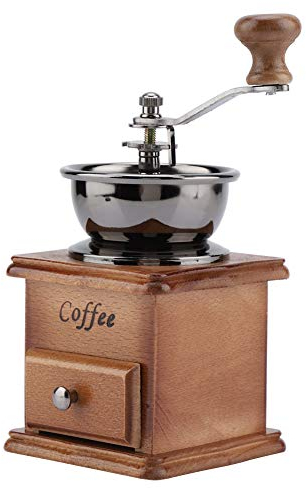 Queen.Y - Macinacaffè Manuale Vintage, Macina Caffè in Stile Retrò con Cassetto in Legno, Accessorio Caffè per Casa e Ufficio