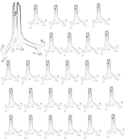 17,8 cm genomskinliga plast stafflier eller stativ/tallrikshållare för att visa bilder eller andra föremål vid bröllop, heminredning, födelsedagar, bord (24-pack)