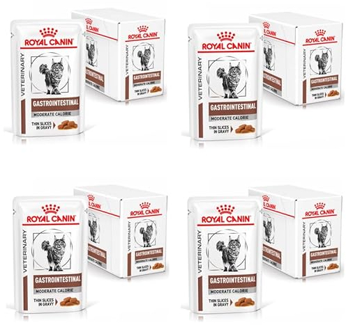 Royal Canin Veterinary Gatrointestinal Moderate Calorie | 4er Pack | 4 x 12 x 85 g | Diät-Alleinfuttermittel für Katzen | Zur Linderung akuter Resorptionsstörungen des Darms