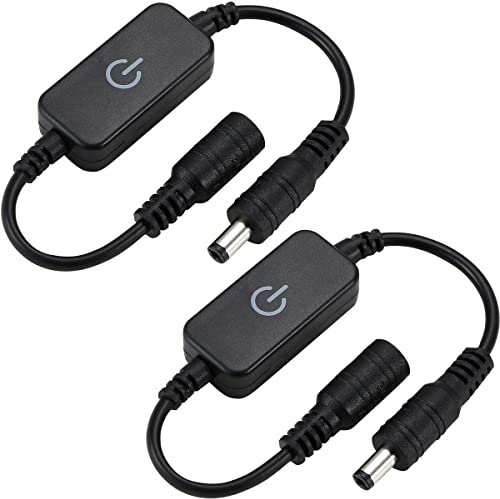 Greluma 2 Stück 12 24V 4A Einfarbiger LED Streifen Helligkeitsregler Ein/Aus Schalter Inline Taktschalter DC Mini LED Dimmer Touch Schalter