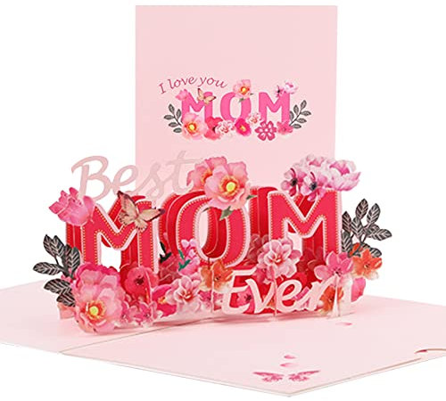 Muttertagskarte, 3D Pop-Up Karte Beste Mama der Welt Geburtstagskarte für Mama Special, 3D Pop Up Grußkarte mit Schönen Papier-Cut, Geschenk für Mama Geburtstag Muttertag