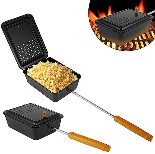 Eummy Popcorn Popper Nonstick Popcorn Pot with Removable Long Handle Sturdy Iron Popcorn Popper Multipurpose Gourmet Popcorn Maker Pot for Kitchen Camping Party