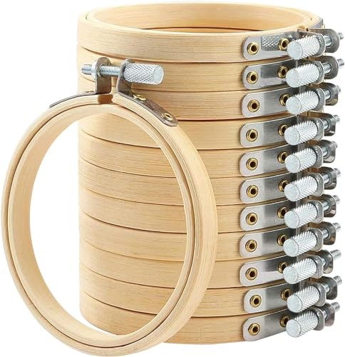 QUOTRE 16 piezas de bambú bordado marco de punto de cruz 8 cm círculo punto de cruz aro anillo de bordado para bricolaje