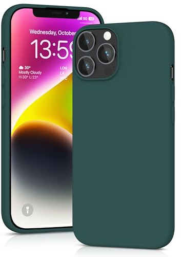 YATWIN Silicone Case for iPhone 13 Pro, Soft-Touch, Shockproof, DustProof, Antiskid Full Body Armour Phone Cover for Apple iPhone 13 Pro - Dark Green