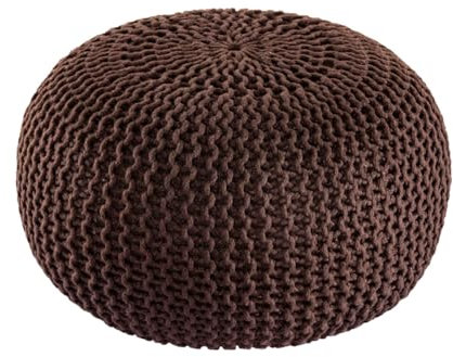 Amago home Premium XXL Sitzhocker Pouf ø 55cm Strickpouf Indoor u. Outdoor - pflegeleicht & nachhaltig Farbe braun - Mocca