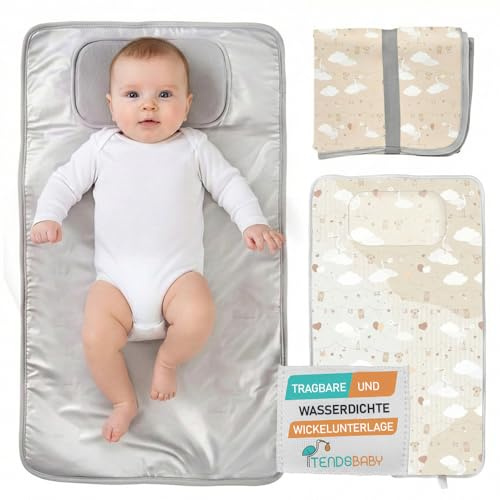 TENDS Matelas à langer portable pour bébé – Matelas à langer pliable et imperméable pour voyage como nouveau-né, accessoires utiles – Cadeau de naissance parfait pour bébé et fille – Matelas à langer