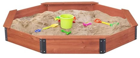 RSBQBATA Arenero Octogonal con Tapa, Cubierta Impermeable de Tela Oxford para Arenero, Madera 4 Bancos, Areneros para Patio Jardín Playa