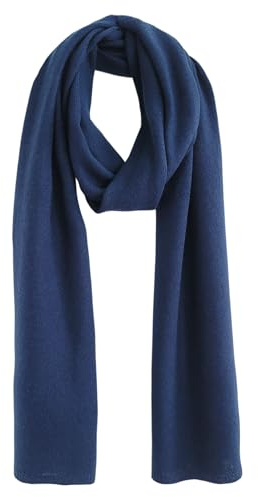 Bovari Sciarpa in 100% cashmere, da donna e da uomo, in maglia di alta qualità, morbida e calda, Blu/Blu scuro, L