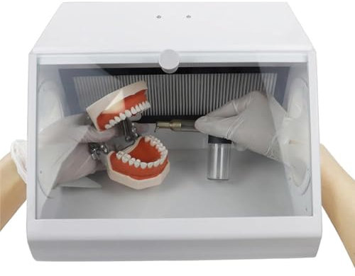 Caja De Polvo Para Laboratorio Dental, Caja De Molienda Dental, Con Fuente De Luz LED, Sistema De Filtro, Ventana De Visualización De Vidrio Templado, Escape Doble, Para Esmerilado/grabado/pulido