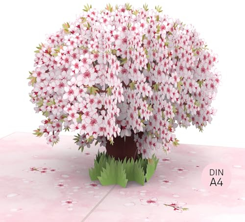 papercrush® Pop-up biglietto Sakura XXL - Biglietto compleanno grande 3D per donne (moglie, fidanzata, amica), Carta nasctia d'una bimba, Carta regalo come biglietto Festa Mamma o di ringraziamento