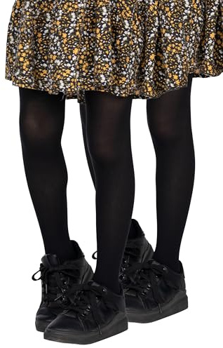 Looksy, confezione da 2 paia di collant opachi per ragazze, in microfibra morbida, 40 DEN, con piede, collant per bambini, per danza, scuola, balletto, per età 3-12 anni [Prodotto in Italia], nero, 11