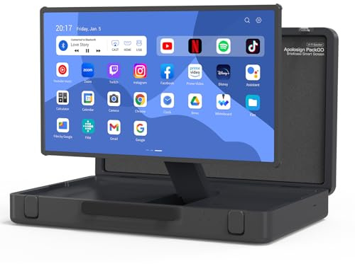apolosign packgo 27-Inch Portable Entertainment System, Compact Suitcase Design Smart TV, Android OS, Bluetooth 3D Speakers, Built-in Battery 6H, Briefcase Screen Perfect for Travel & Parties (Gray)