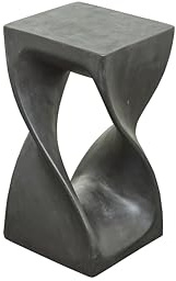 FairEntry Gedrehter Holzhocker, Blumensäule, Podest, Beistelltisch, Nachttisch, Blumenständer aus Massivholz 50 x 28 x 28 cm, Schwarz