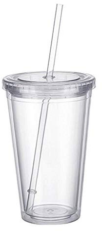 Tasse à café en plastique transparent isotherme avec couvercle et paille, gobelet à double paroi réutilisable, tasse de voyage pour boissons chaudes et froides, étanche, anti-déversement, léger