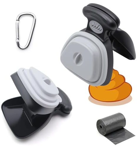 MUNTE Gris Ramasse Crotte pour Chien avec Sacs à Déchets, Pince a Crotte de Chien Portable, Pelle a Caca Chiens Extensible, aux Petits Chiens, Chats ou Autres Petits Animaux Domestiques