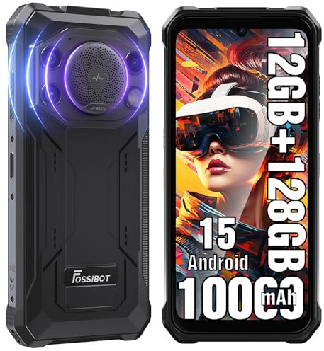 FOSSiBOT F110L Rugged Smartphone Android 15, Altoparlante 128 dB, Batteria 10000 mAh Telefono Indistruttibile, 12GB+128GB/1TB Rugged Phone, Display 6,745, Fotocamera 50 MP, Dual SIM/OTG/NFC/IP68/69K
