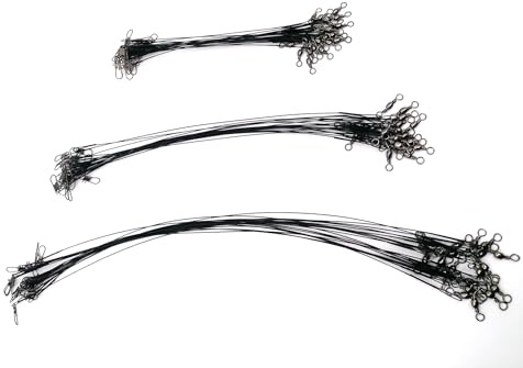60Pcs Fishing Wire Leaders,Nylon-Coated Fishing Line Wire Leaders with Swivels and Snaps Connect Lures Rig or Hooks, for Saltwater and Freshwater15cm 25cm 30cm (Black)