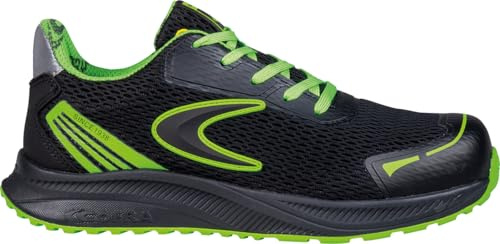 COFRA Gambol ESD Zapatos de Seguridad, Negro con Verde, Puntera de Aluminio 200J, Suela EVA/Goma de Nitrilo HRO, S1 PS SR FO (Sistema Tallas Calzado EU, Adulto, Números, Mediano, 41)