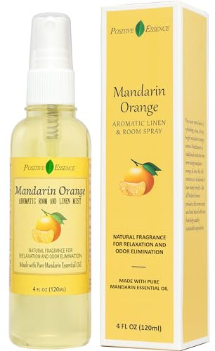 Mandarin Orange Pillow and Room Spray, Natural Aromatic Mist Made with Pure Mandarin Essential Oil, Relax Your Body & Mind, Perfect as a Bathroom Air Freshener Odor Eliminator