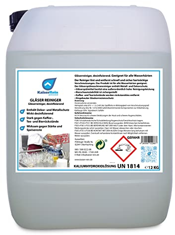 KaiserRein Klarspüler Geschirrspüler Gläserreiniger Gläserspülmittel Klarspüler für gewerbliche Spülmaschinen desinfizierend 12 kg Kanister Chlorfrei