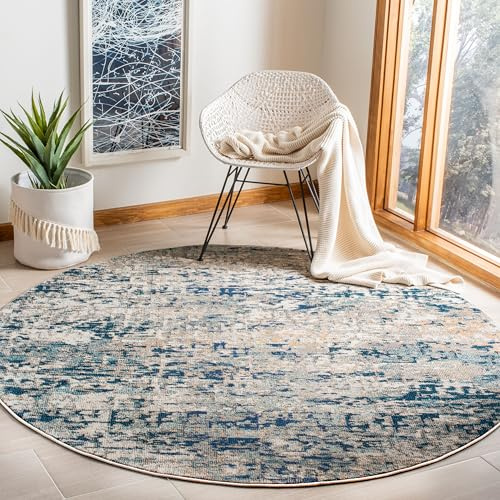 SAFAVIEH Contemporary Rug for Living Room, Dining Room, Bedroom - Madison Collection, Short Pile, in Grey and Blue, 200 x 200 cm
