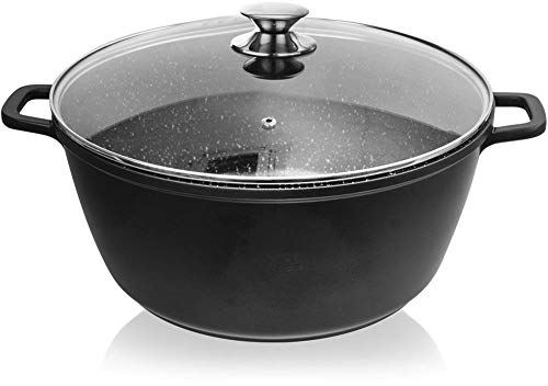 ORION Aluguss Kochtopf Topf mit Glasdeckel GRANIT 32 cm | 9,7 l Gas Induktion