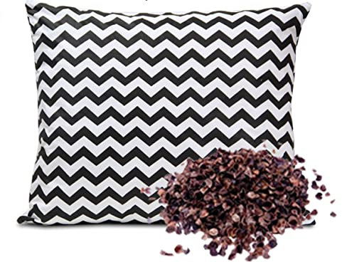 Gesunder Schlaf Buchweizenkissen Kissen mit Buchweizenschale (schwarzer Zickzack, 70 x 80 cm) mit Reißverschluss, orthopädisches Naturkissen, mit Innen- und Außenkissenbezug