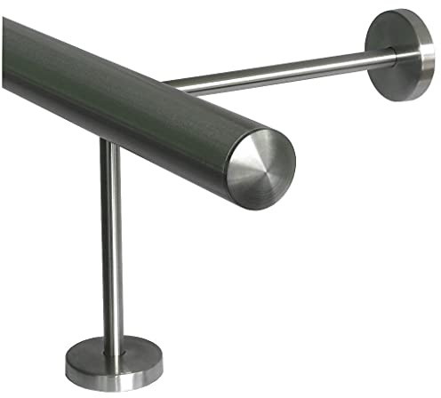 TIBU Fotstöd V2A rostfritt stål Ø 33,7 mm 30–590 cm, längd = 310 cm, 4 par hållare 15/20 cm barstång rästång