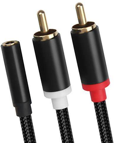Cinch Auf Klinke Adapter 3.5mm Buchse Auf Zwei Stecker, Aux Zu Cinch Kabel Kompatibel Mit PC, Telefon, Tablet, Lautsprecher, Verstärker, Mixer, Plattenspieler - 40 cm