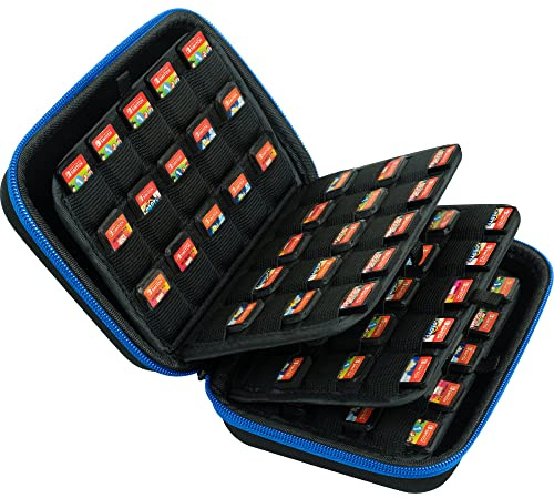 ButterFox 120 Switch Game Case for Nintendo Switch, Switch Game Card Storage Holder or SD Memory Card Case (120 Blue/Black)