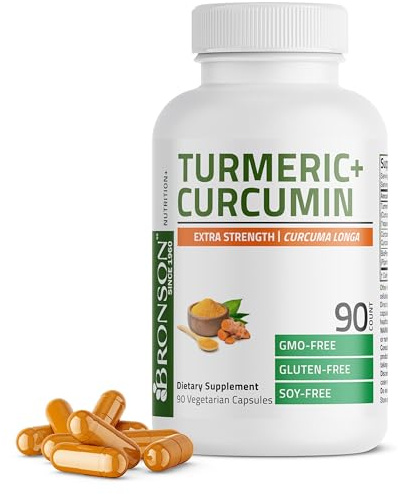 Bronson Turmeric Curcumin Extra Strength - Antioxidant, Joint & Digestion Support with BioPerine, Non-GMO, 90 Vegetarian Capsules