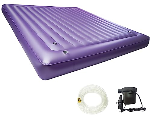 Youaide Materasso ad acqua 95% a onde piccole, letto ad acqua e aria a doppio scopo con pompa ad aria, letto ad acqua senza telaio aggiuntivo, adatto per famiglia, campeggio (California King-72 x 84)