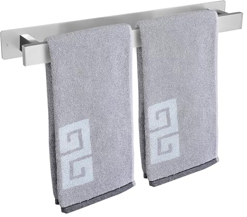 Barra portasciugamani da bagno, autoadesivo o montaggio a vite, in acciaio inossidabile, impermeabile e antiruggine, adatta per bagno, camper, cucina (40 cm, nichel spazzolato)