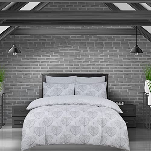 DTEX HOMES Juego de funda de edredón doble de 220 hilos, 100 % algodón egipcio, reversible, estampado de calidad de hotel, ultra suave, fácil cuidado, juego de cama doble (hoja de corazón)