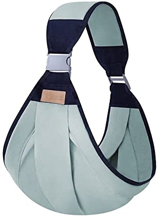 LAT Fascia Porta Bebe, Marsupio Neonati, Traspirante Fascia per Neonato, Fascia per Marsupio Regolabile Wrap Baby Carrier per Bambini Fino a 20KG (Verde, B)