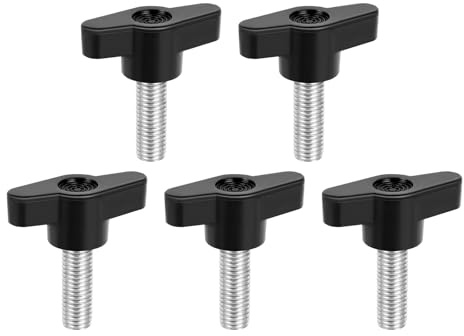 MewuDecor M8 x 25mm Z Type Handle Thumb Screws Plastic Head Mechanical Handle Bolts T-Shaped Wing Adjustable Knobs Carbon Steel, 5 PCS