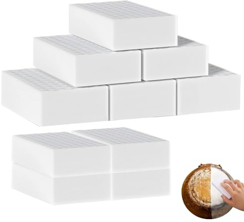 Senshuomy Magic Sponges Cleaning Eraser,All-Purpose Washing Up Melamine Sponge Foam Cleaning Pads for All Household Surfaces,Kitchens,Bathrooms,Walls,Shoes(10 Count)