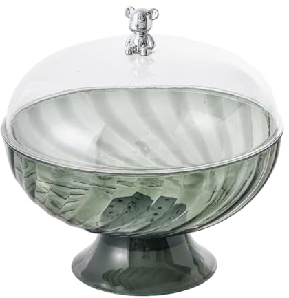 JISADER Frutero,Extraíble,Cesta de frutero,Soporte de frutas para aperitivos,Bandeja para pasteles de postre, estante para platos, Verde claro con tapa