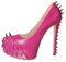 blingqueen Stiletto High Heels Runde Zehen Pumps Plateau Damenschuhe Slip on Punk Stil mit Nieten Pink 38 EU