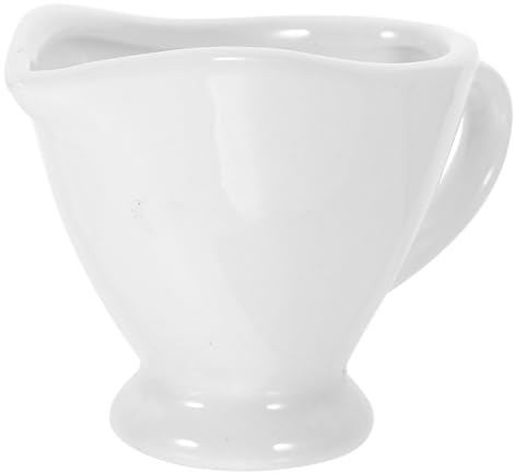 DEARMAMY Ceramic Sauce Pitcher Gravy Boat European Style Milk Pot for Restaurants Cafes Handle Small Milk Pitcher