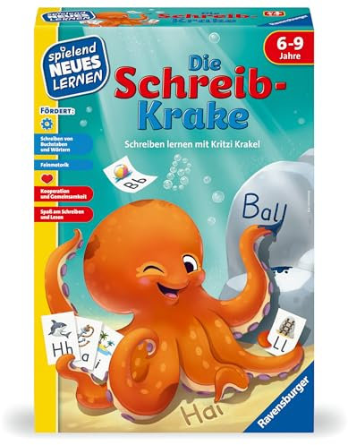 Ravensburger 24683 - Die Schreib-Krake - Lernspiel für Kinder, Schreiblernspiel für Kinder von 6-9 Jahren, für 1-4 Spieler