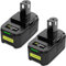 Moticett Pack of 2 Replacement for Ryobi 18V P108 Battery Compatible with Ryobi RB18L50 RB18L40 RB18L25 BPL-1815 BPL-1820G P104 P105 P107 with LED Indicator + Charger 9.6V-18V 3A BCL141811 H (dark)