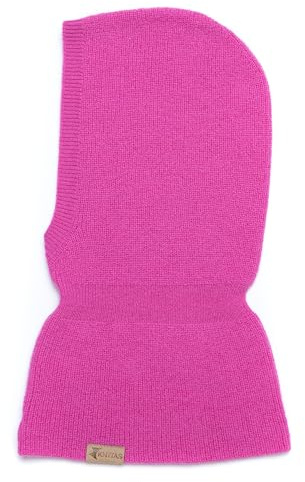 KNITAS Cappello Lavorato a Maglia monostrato in Lana Merino e Cashmere per Neonati e Bambini Piccoli I Passamontagna Morbido e Caldo per Bambini in Fucsia - Taglia (46-50) per 1-3 Anni