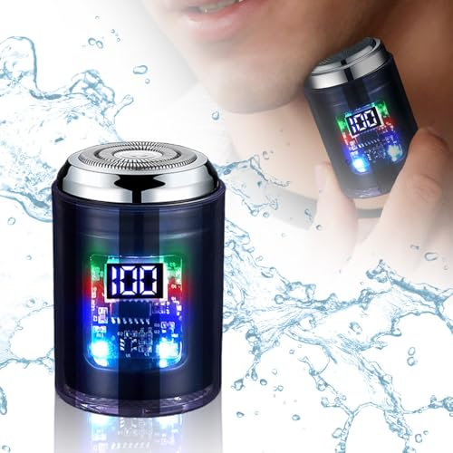 Rasierer Herren Elektrisch, 2025 Neu Mini Portable Rechargeable Shaver with Digital Display, USB Mini Rasierer mit 3D Nass- und Trockenrasierer Mini Shave Reiserasierer für Männer (Schwarz-B)