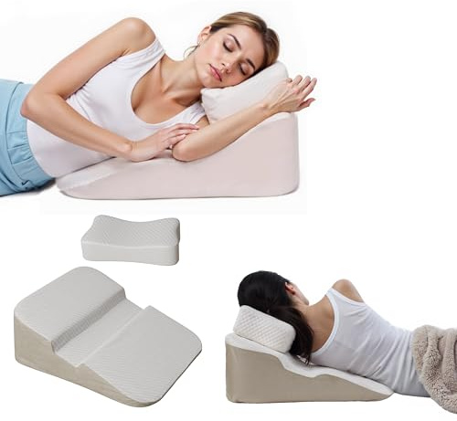 Almohada de cuña para personas que duermen de lado con agujero para el brazo, soporte ergonómico para aliviar el dolor de hombro, inclinación elevada con reposacabezas para dormir de lado y de espalda